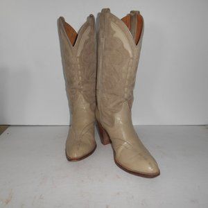 8 N Dan Post RARE Beige Cream Vintage High Heel Cowboy Boots Ladies